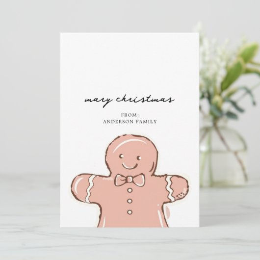 Moderne Kruidkoekmannetje Prettig Kerstfeest Feestdagenkaart (Staand voorkant)