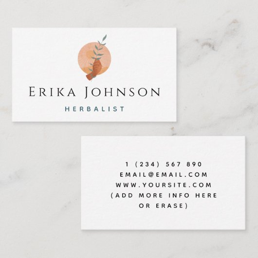 Moderne kruidkundige hand met een Plant trendy coo Visitekaartje (Voorkant / Achterkant)