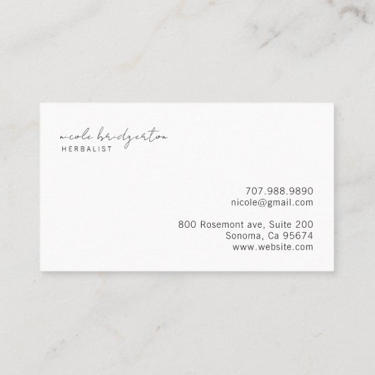 Moderne kruidkundige opknoping gedroogde Planten Visitekaartje (Achterkant)