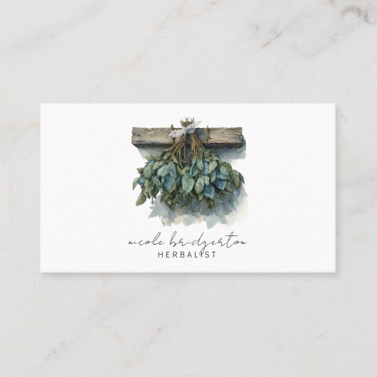 Moderne kruidkundige opknoping gedroogde Planten Visitekaartje (Voorkant)