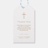 Moderne kruis gouden foto Doop  Cadeaulabel (Voorkant)