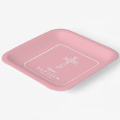 Moderne kruisroze doop doop doopsel papieren bordje (Gebogen)