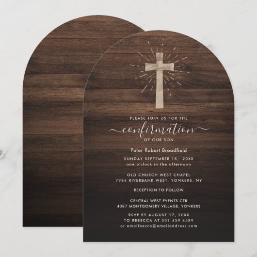 Moderne kruisrustieke religieuze bevestiging kaart (Voorkant / Achterkant)