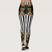 Moderne kruissteek en zwart-witte strepen leggings (Achterkant)