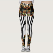 Moderne kruissteek en zwart-witte strepen leggings (Voorkant)