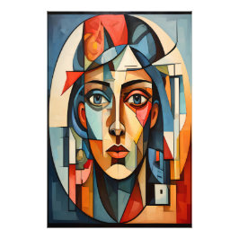 Moderne kubistische portret geometrische muur kuns foto afdruk