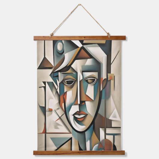 Moderne kubistische portretten Abstracte kunst Hangend Wandkleed (Voorkant)