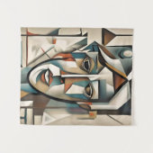 Moderne kubistische portretten Abstracte kunst Wandkleed (Voorkant (horizontaal))