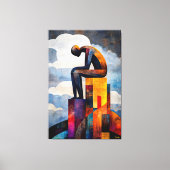 Moderne kubistische visie op de denker canvas afdruk (Voorkant)