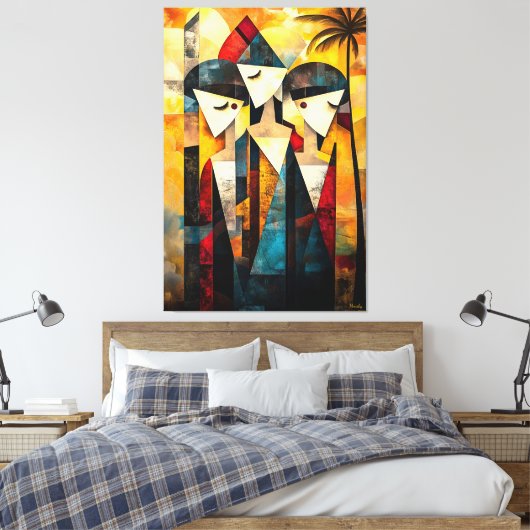 Moderne kubistische visie op de drie genaden canvas afdruk (Insitu (Slaapkamer))