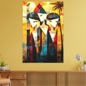 Moderne kubistische visie op de drie genaden canvas afdruk (Insitu (Woonkamer))