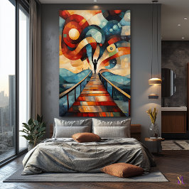 Moderne kubistische visie op de schreeuw canvas afdruk