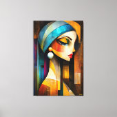 Moderne kubistische visie op een meisje met een pa canvas afdruk (Voorkant)