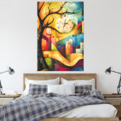 Moderne kubistische visie op het geheugen canvas afdruk (Insitu (Slaapkamer))