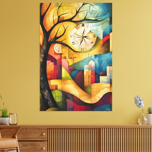 Moderne kubistische visie op het geheugen canvas afdruk (Insitu (Woonkamer))