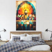 Moderne kubistische visie op het Laatste Avondmaal Canvas Afdruk (Insitu (Slaapkamer))