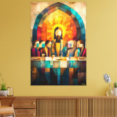 Moderne kubistische visie op het Laatste Avondmaal Canvas Afdruk (Insitu (Woonkamer))