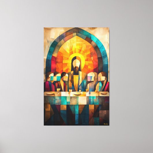 Moderne kubistische visie op het Laatste Avondmaal Canvas Afdruk (Voorkant)