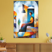 Moderne kubistische visie op het tijdperk van leeg canvas afdruk (Insitu (Woonkamer))