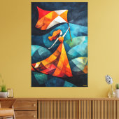 Moderne kubistische visie op vrijheid die het volk canvas afdruk (Insitu (Woonkamer))