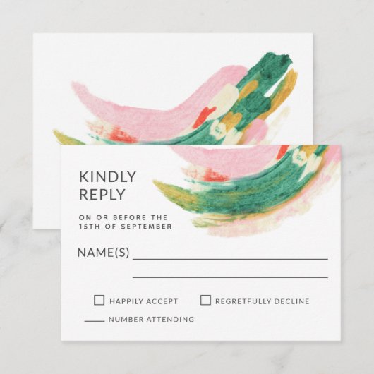 Moderne Kunst Abstract Geschilderde Stroken Bruilo RSVP Kaartje (Voorkant / Achterkant)