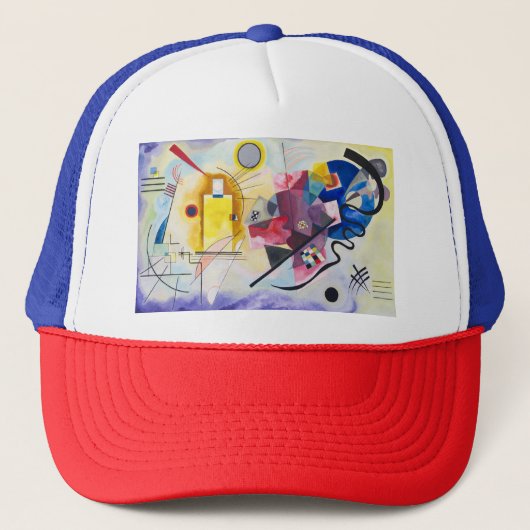Moderne Kunst Abstract Kandinsky Geel Rood Blauw Trucker Pet (Voorkant)