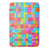 Moderne Kunst Abstract Kleurrijke Waterverven Naam Badmat (Voorkant Verticaal)