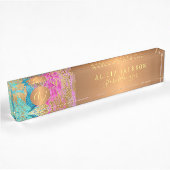 Moderne kunst abstract patroon roze goud monogram naambordje