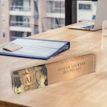 Moderne kunst abstract patroon zwart goud monogram