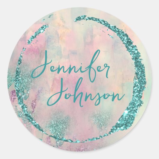 Moderne Kunst Abstract Schilder Waterverf Kunstena Ronde Sticker (Voorkant)