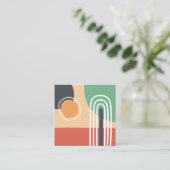 Moderne kunst abstracte regenboog en zon informatiekaartje (Staand voorkant)