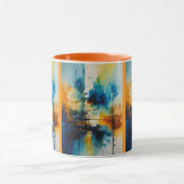 Moderne kunst | Blauw en Oranje cinematisch ontwer Mok (Midden)