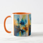 Moderne kunst | Blauw en Oranje cinematisch ontwer Mok (Links)