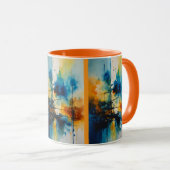 Moderne kunst | Blauw en Oranje cinematisch ontwer Mok (Voorkant rechts)