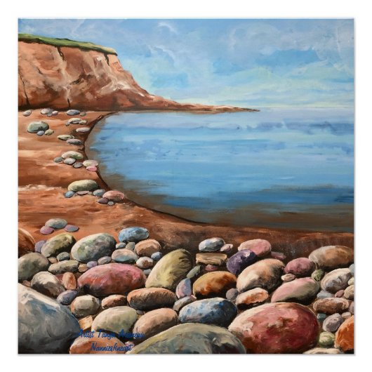 Moderne kunst Blues en Browns Seascape Coast Perfect Poster (Voorkant)