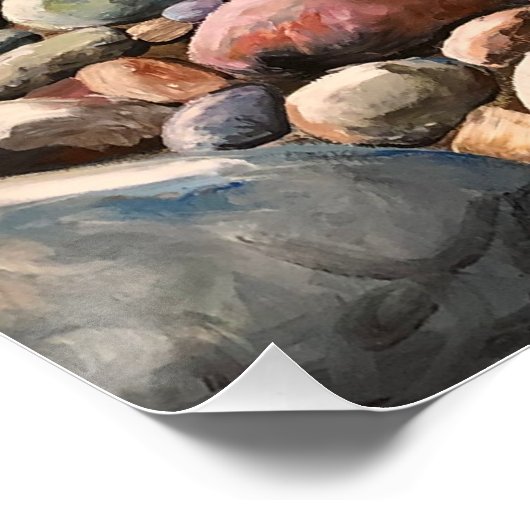 Moderne kunst Blues en Browns Seascape Coast Perfect Poster (Hoek)