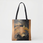Moderne kunst borstel streken grijs goud monogram tote bag (Voorkant)