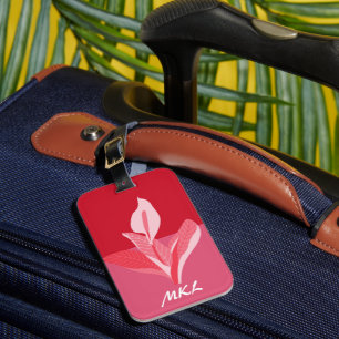 Moderne Kunst Calla Lily Rood Roze Monogram Bagagelabel