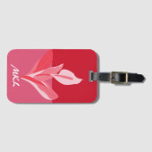 Moderne Kunst Calla Lily Rood Roze Monogram Bagagelabel (Voorkant (horizontaal))