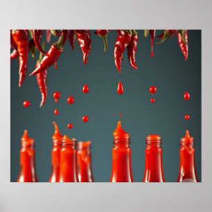 Moderne Kunst Chili Pepper Hot Sauce Mexicaanse De Poster