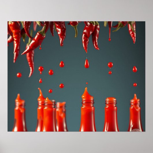 Moderne Kunst Chili Pepper Hot Sauce Mexicaanse De Poster (Voorkant)