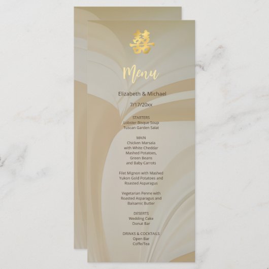 Moderne Kunst Chinese Bruiloft Menu (Voorkant / Achterkant)