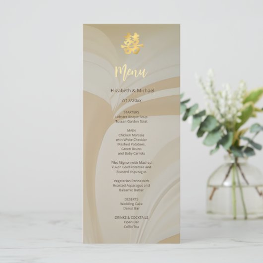 Moderne Kunst Chinese Bruiloft Menu (Staand voorkant)