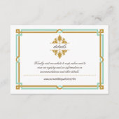  moderne kunst Deco Mint & Gold Wedding Informatiekaartje (Voorkant)