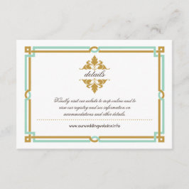  moderne kunst Deco Mint & Gold Wedding Informatiekaartje