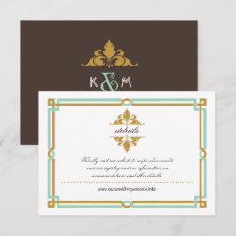 moderne kunst Deco Mint & Gold Wedding Informatiekaartje