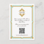 moderne kunst Deco Mint & Gold Wedding Informatiekaartje (Voorkant)