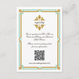  moderne kunst Deco Mint & Gold Wedding Informatiekaartje