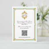  moderne kunst Deco Mint & Gold Wedding Informatiekaartje (Staand voorkant)