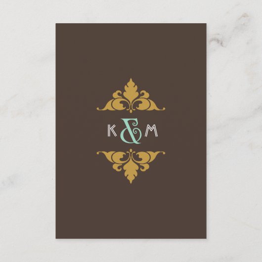  moderne kunst Deco Mint & Gold Wedding Informatiekaartje (Achterkant)